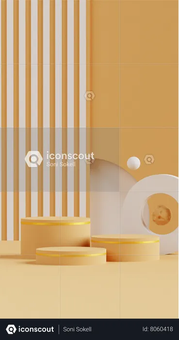 Fond De Couleur Jaune Podium  3D Icon
