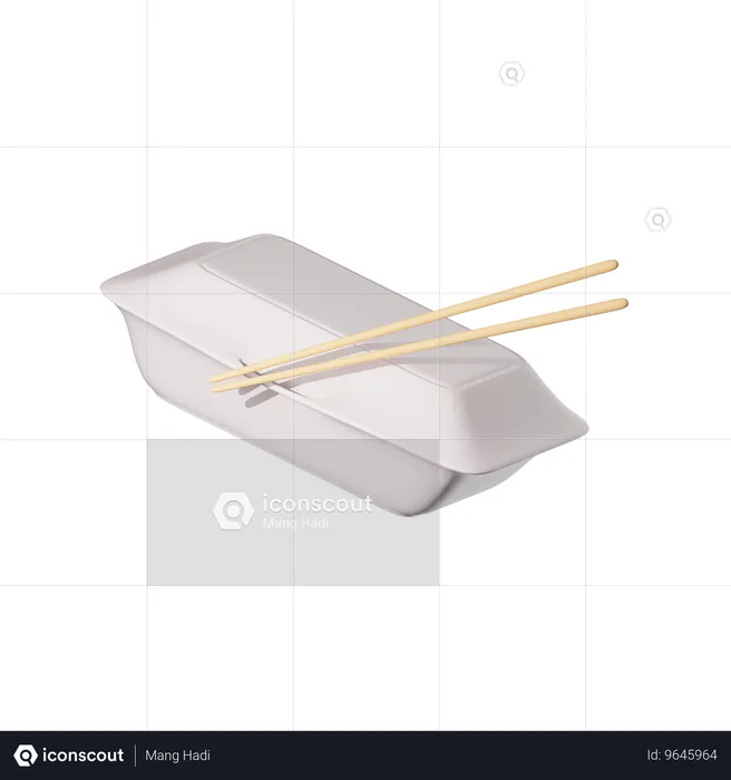 Food Box Chopstick  3D Icon