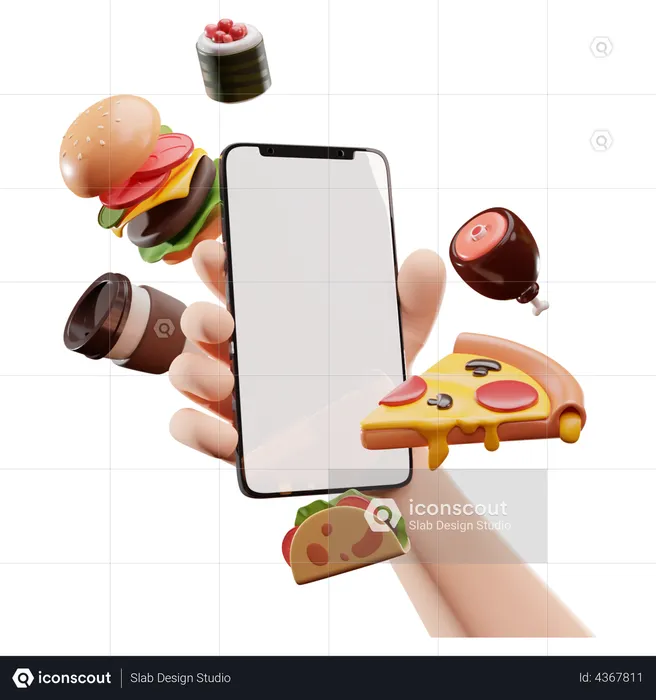 Food delivery application  3D Illustration