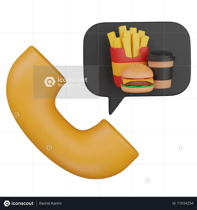 食品配達の電話  3D Icon