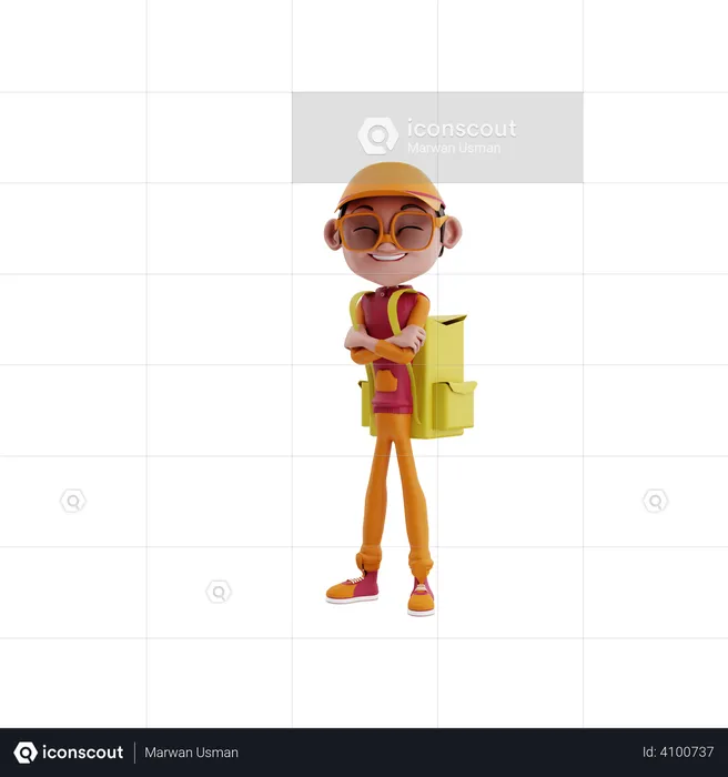Food delivery man standing  3D Illustration