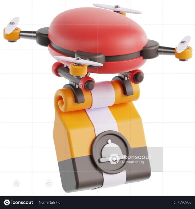 Food Drone Delivery  3D Icon