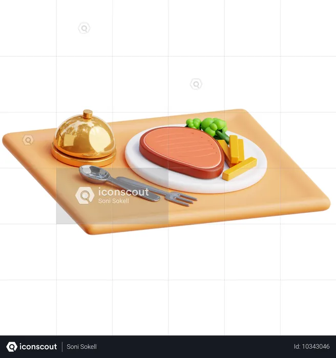 Food on Tray  3D Icon