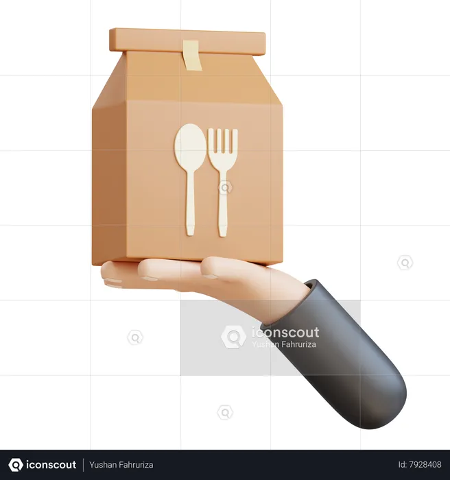 Food Pack On Hand  3D Icon