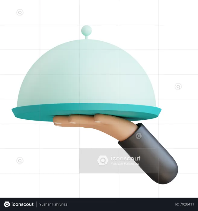 Food Tray On Hand  3D Icon