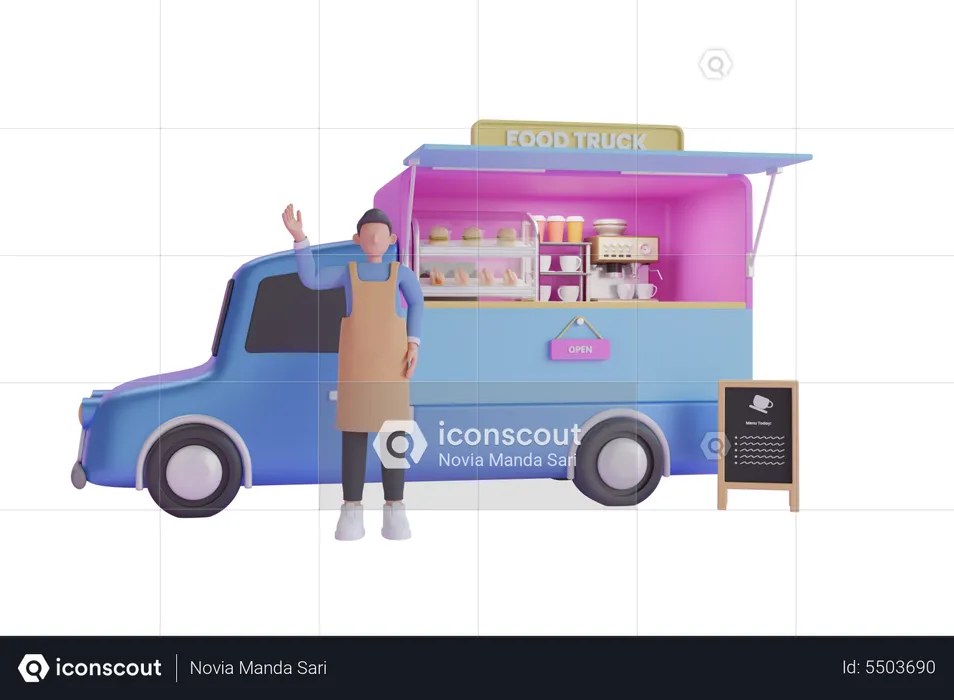 Food truck  3D Illustration