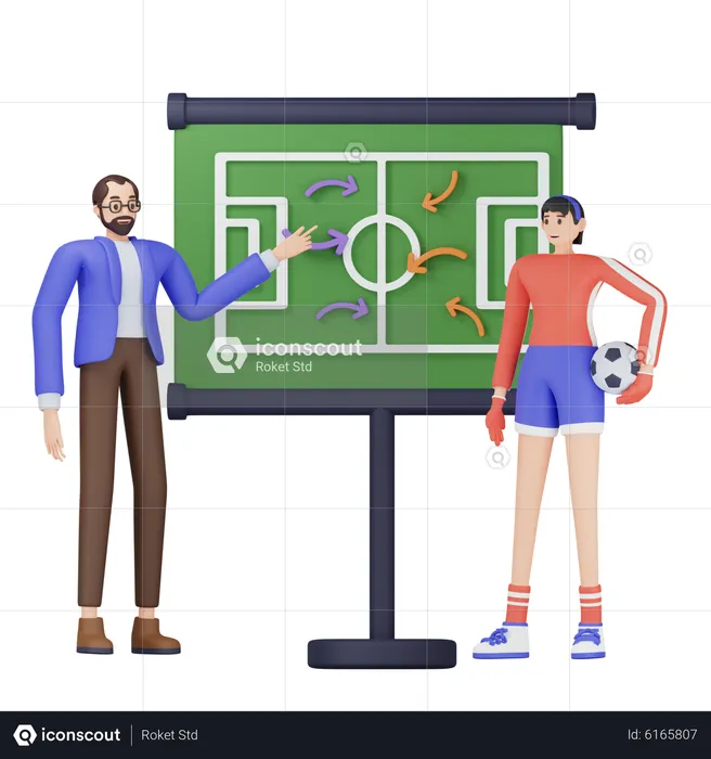 Football coach planning strategy  3D Illustration