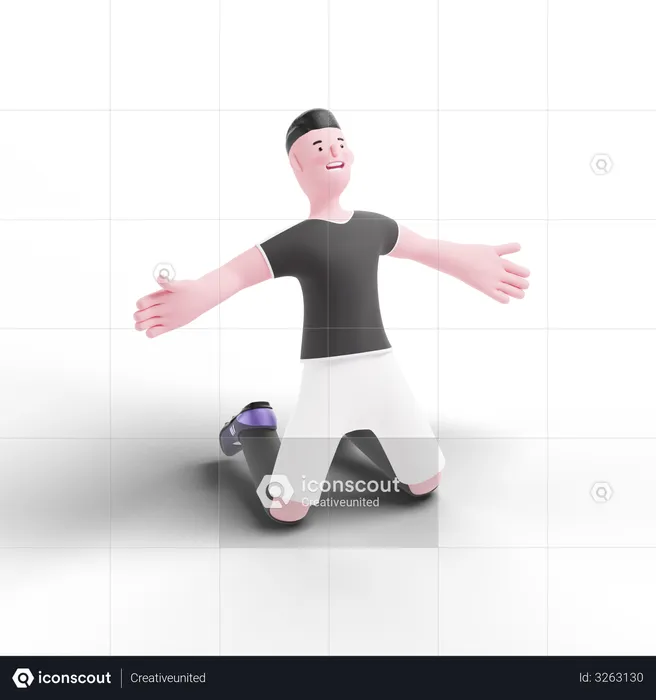 Football Player doing celebration of goal  3D Illustration