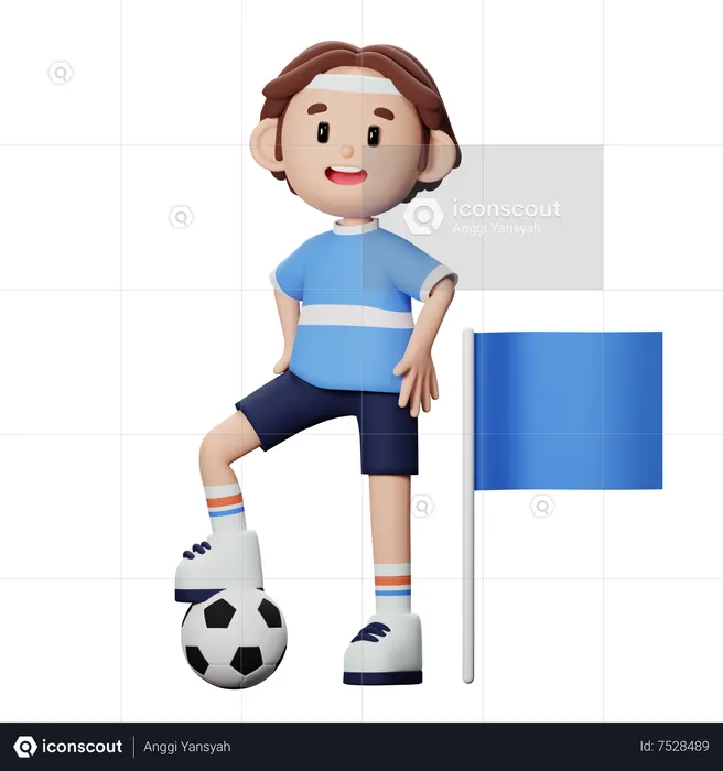 Football player doing corner kick  3D Illustration