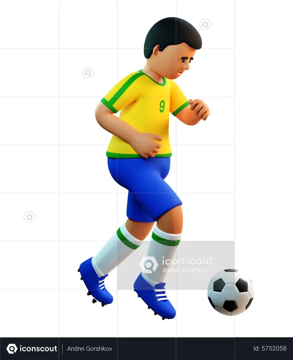 Football player dribbles  3D Illustration