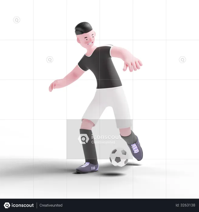 Football Player dribbling  3D Illustration