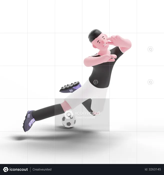 Football Player falling down  3D Illustration