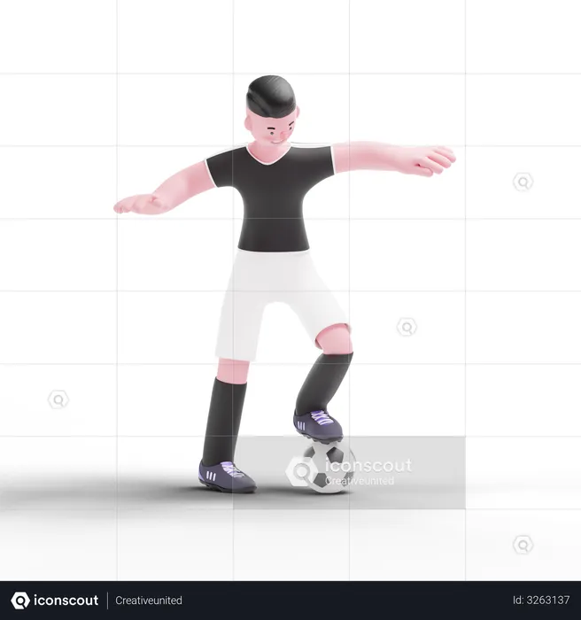 Football Player handling ball  3D Illustration
