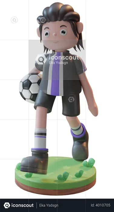 Football player holding ball  3D Illustration