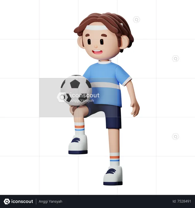 Football player Juggling ball  3D Illustration