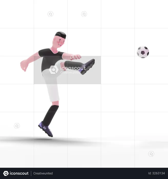 Football Player kicking ball  3D Illustration