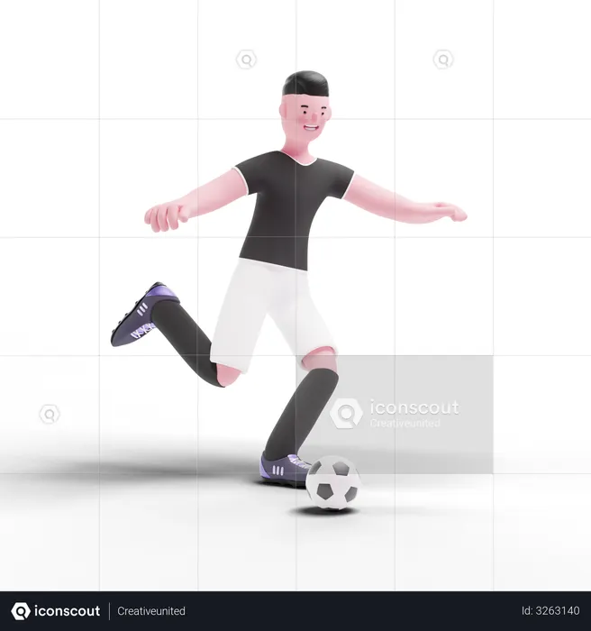 Football Player kicking ball  3D Illustration