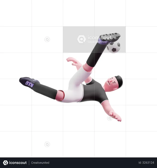 Football Player kicking ball in air  3D Illustration