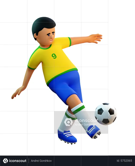 Football player passing ball  3D Illustration