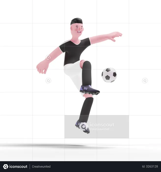 Football Player playing in match  3D Illustration