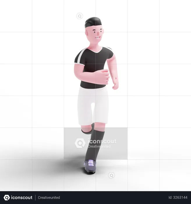 Football Player playing in match  3D Illustration