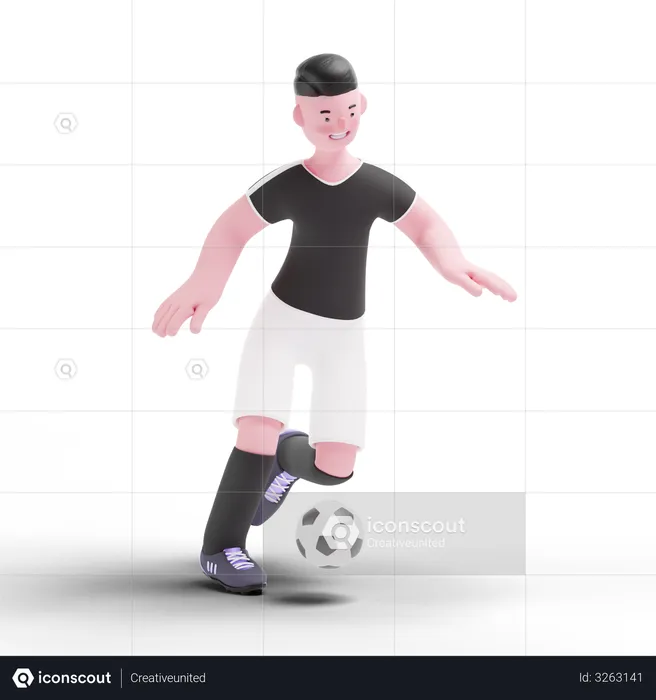 Football Player practicing for match  3D Illustration