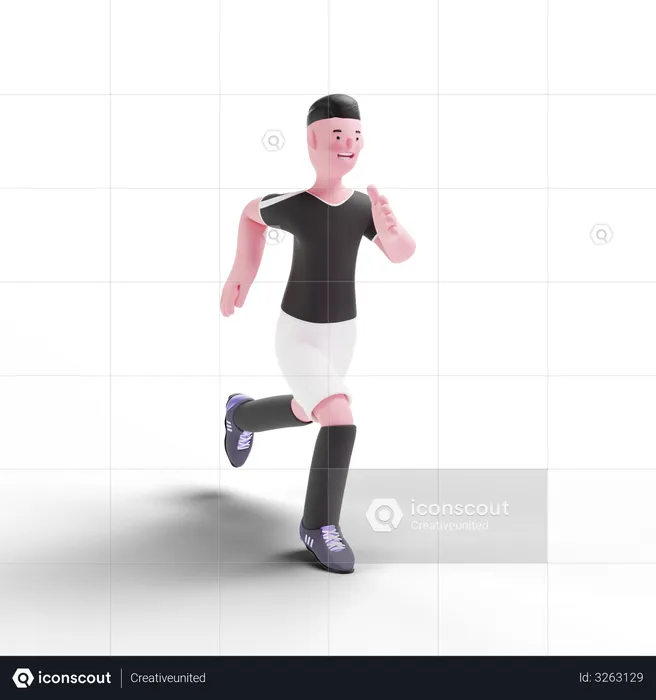 Football Player running in field  3D Illustration
