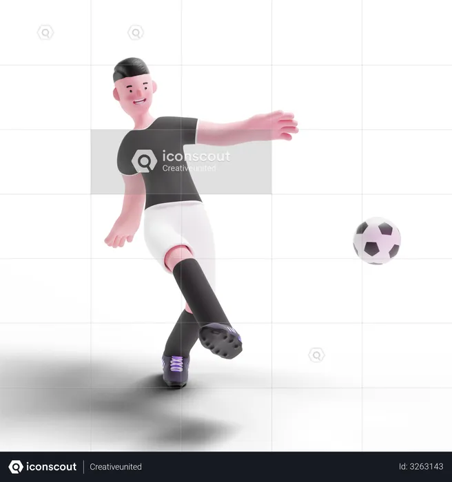 Football Player scoring goal  3D Illustration