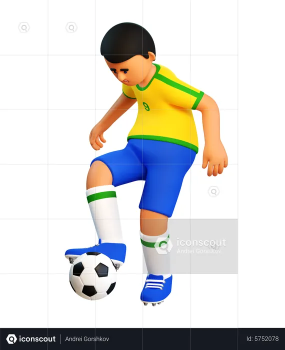 Football player skillfully handles the ball  3D Illustration