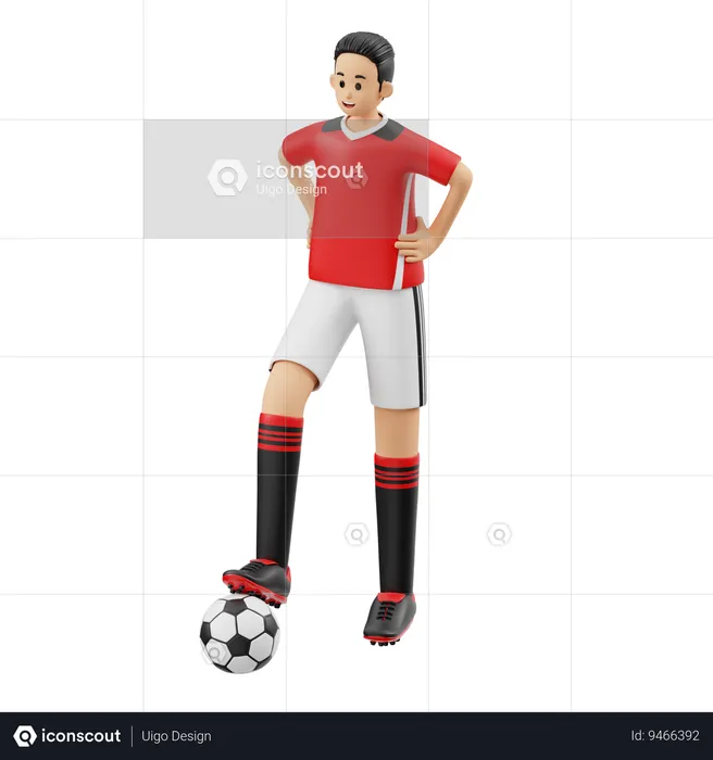 Football Player Standing Pose  3D Illustration