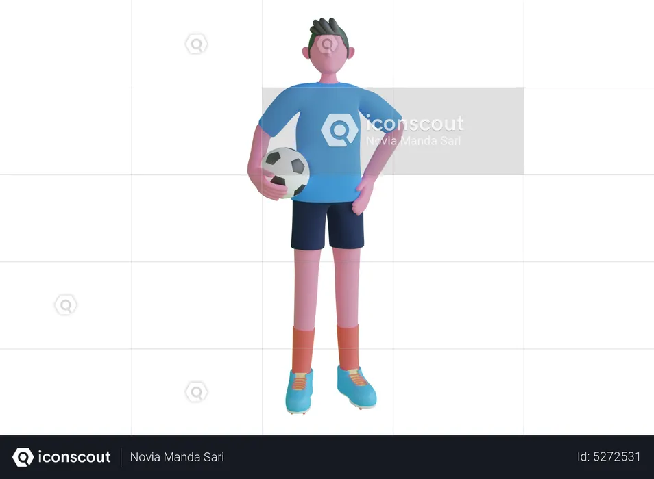 Football Player With Ball  3D Illustration