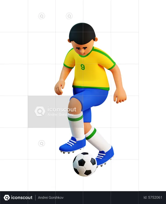 Football player with the ball  3D Illustration