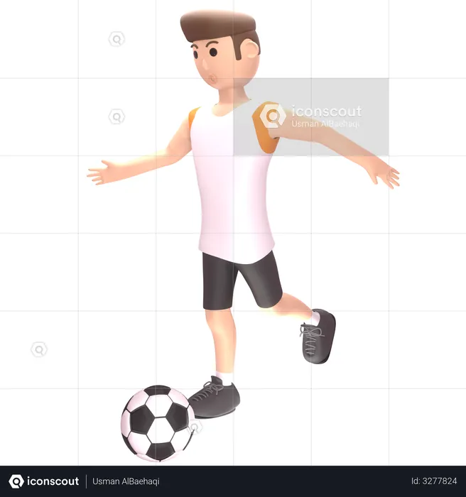 Footballer playing in match  3D Illustration