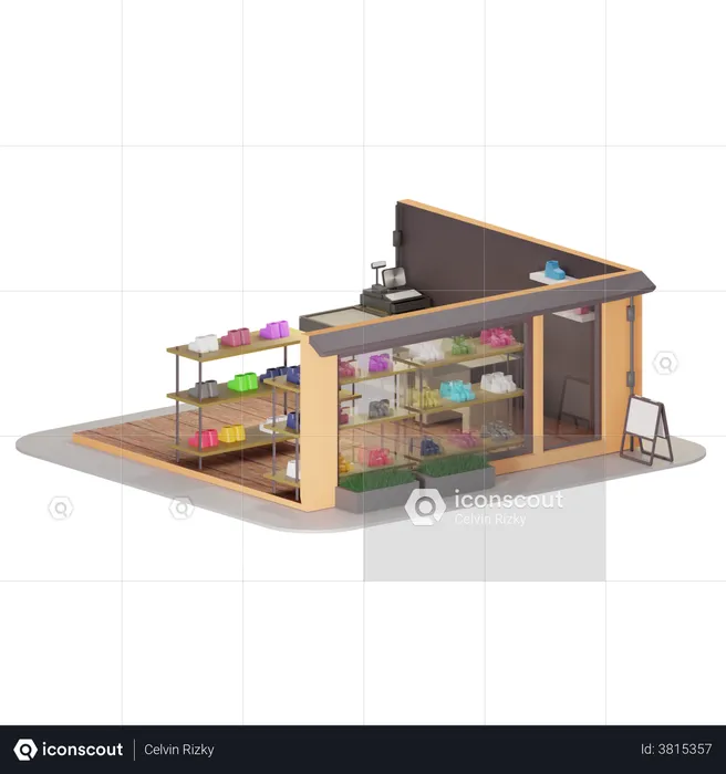 Footwear Shop  3D Illustration