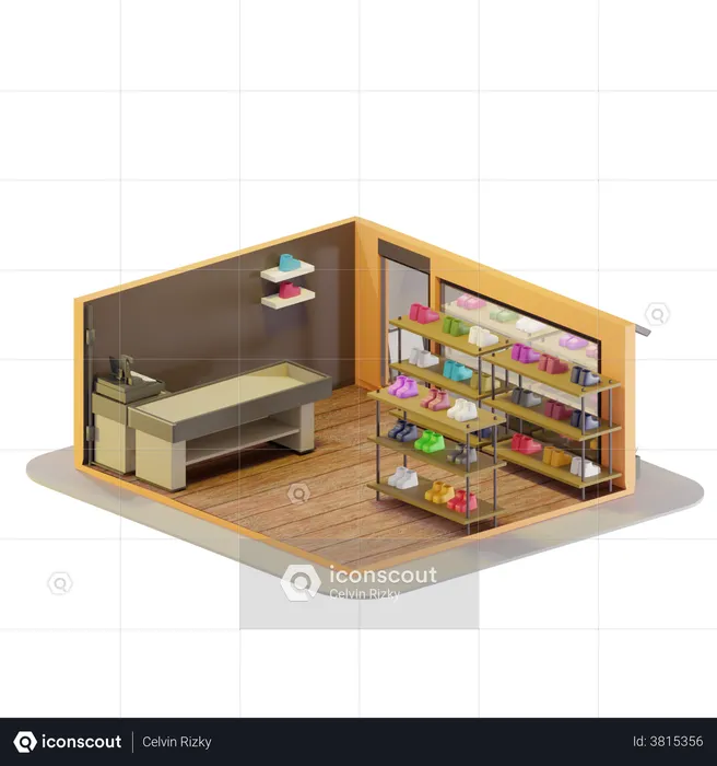 Footwear Shop  3D Illustration