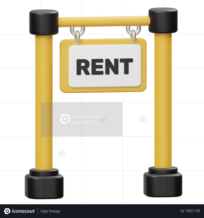 For Rent Signboard  3D Icon
