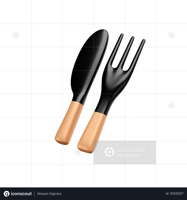 Fork and knife  3D Icon