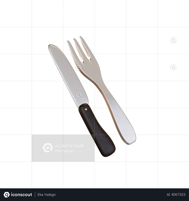 Fork And Knife  3D Illustration