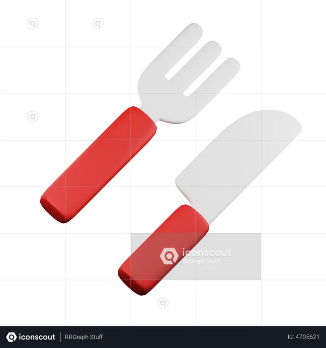 Fork And Knife  3D Illustration