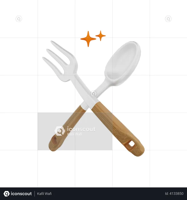 Fork And Spoon  3D Illustration