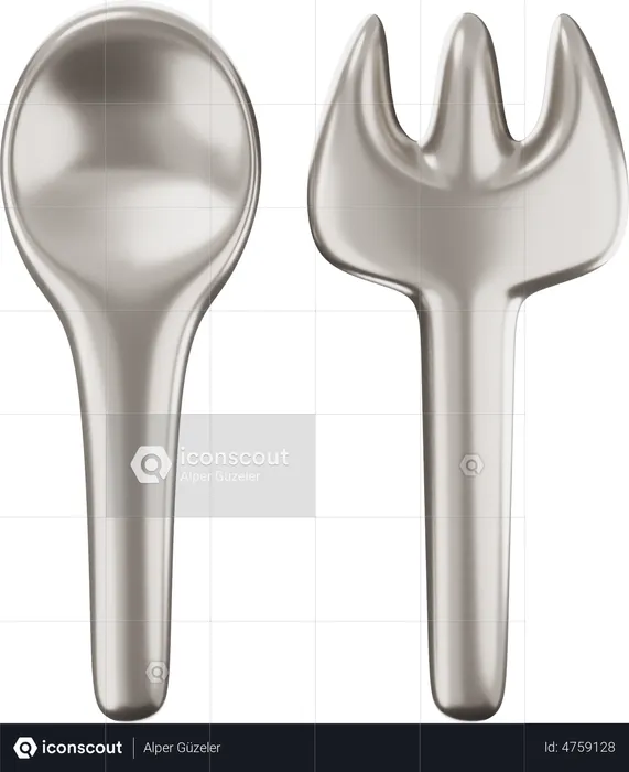 Fork And Spoon  3D Illustration
