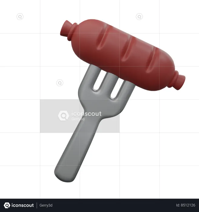 Fork Sausage  3D Icon