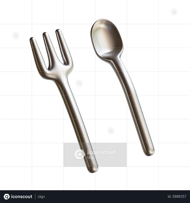 Fork & Spoon  3D Illustration