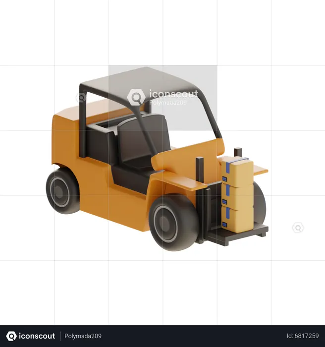 Forklift And Boxes  3D Icon