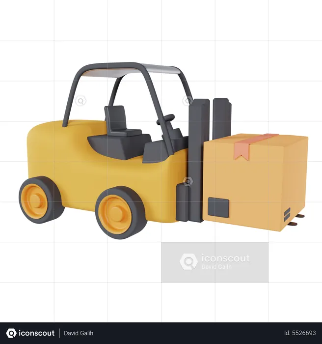 Forklift With Box  3D Icon