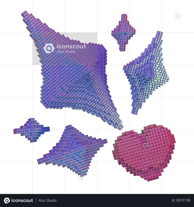 Forma de chispa de diamante y corazón  3D Icon