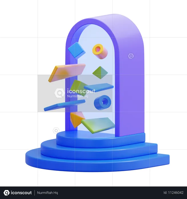 Formas abstratas através da máquina do portal  3D Illustration