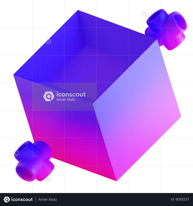 Forma gradiente abstrata de cubo  3D Icon