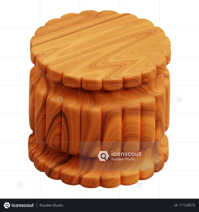 Forme abstraite en bois  3D Icon