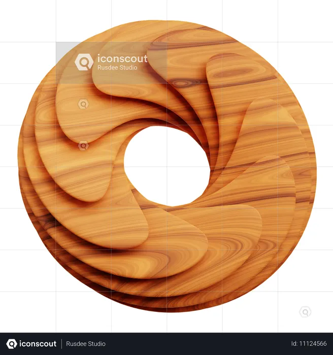 Forme abstraite en bois  3D Icon